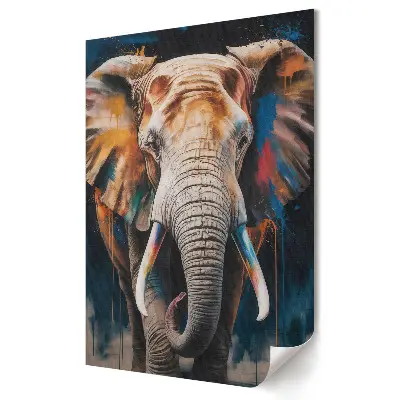 Tablou canvas cu portret de elefant maiestuos în culori vii