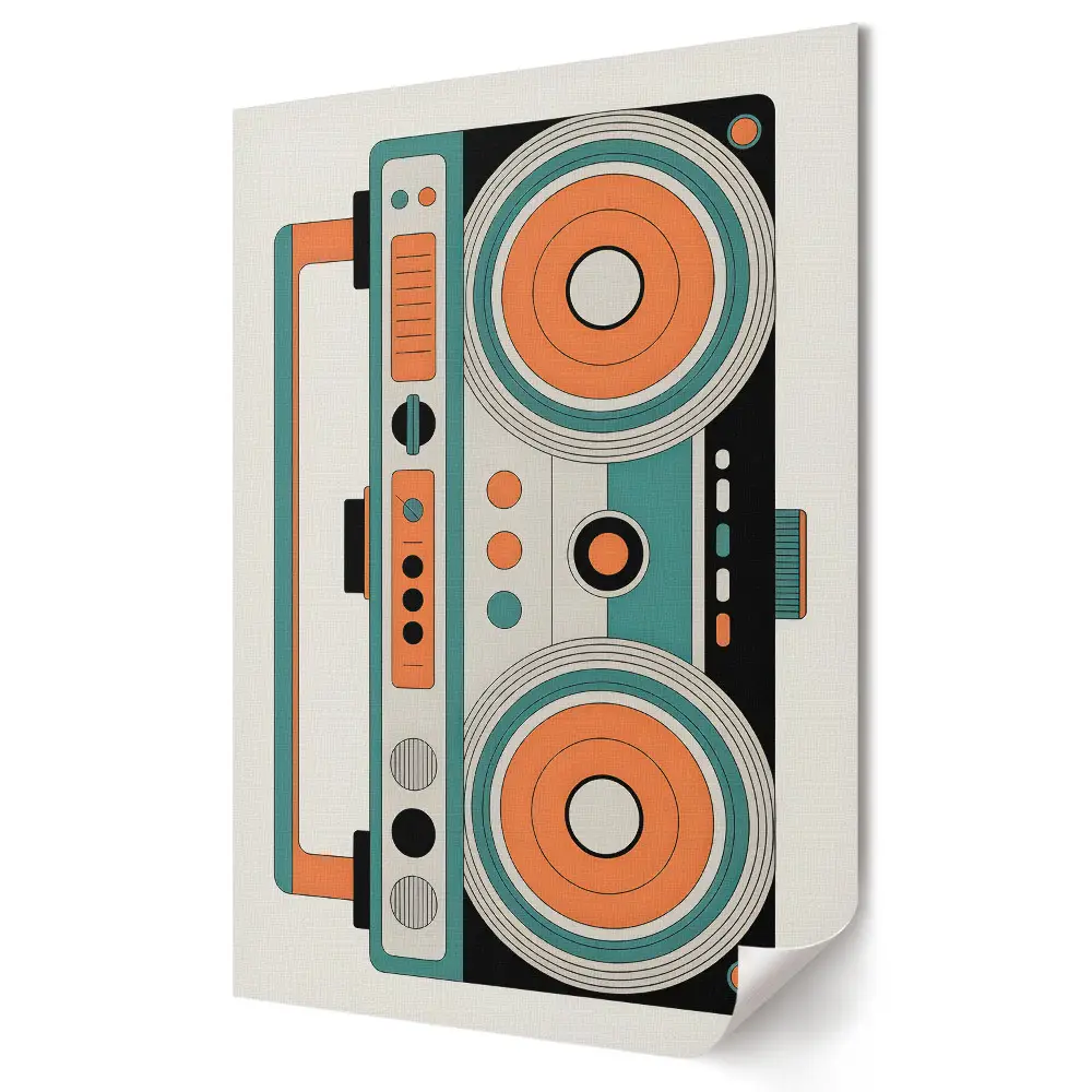 Tablou canvas cu grafică murală Boombox în stil retro anii 80