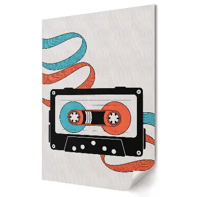 Poster de perete cu design retro format din casetă audio și benzi colorate