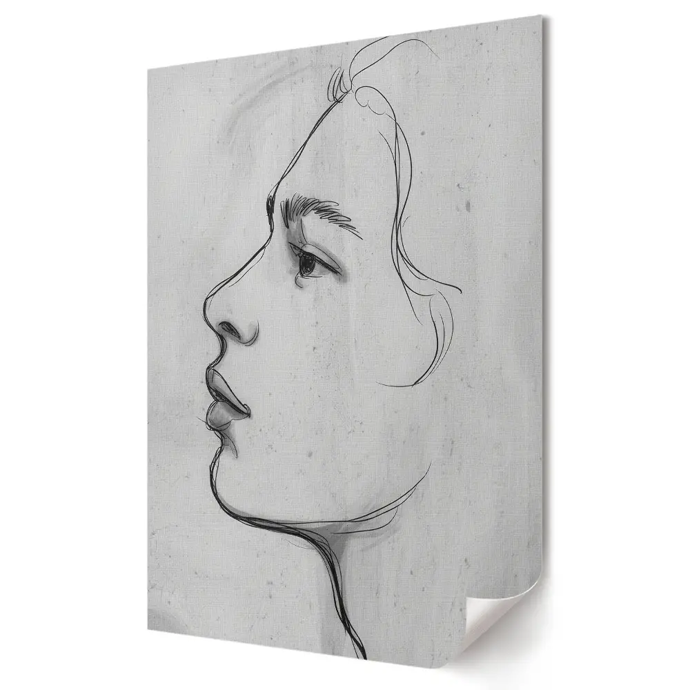 Poster decorativ cu portret minimalist în nuanțe de gri