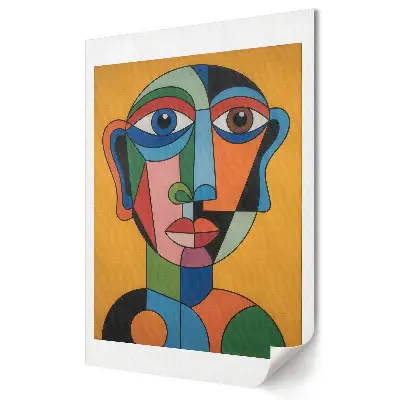 Poster de perete cu abstracție geometrică a feței colorate