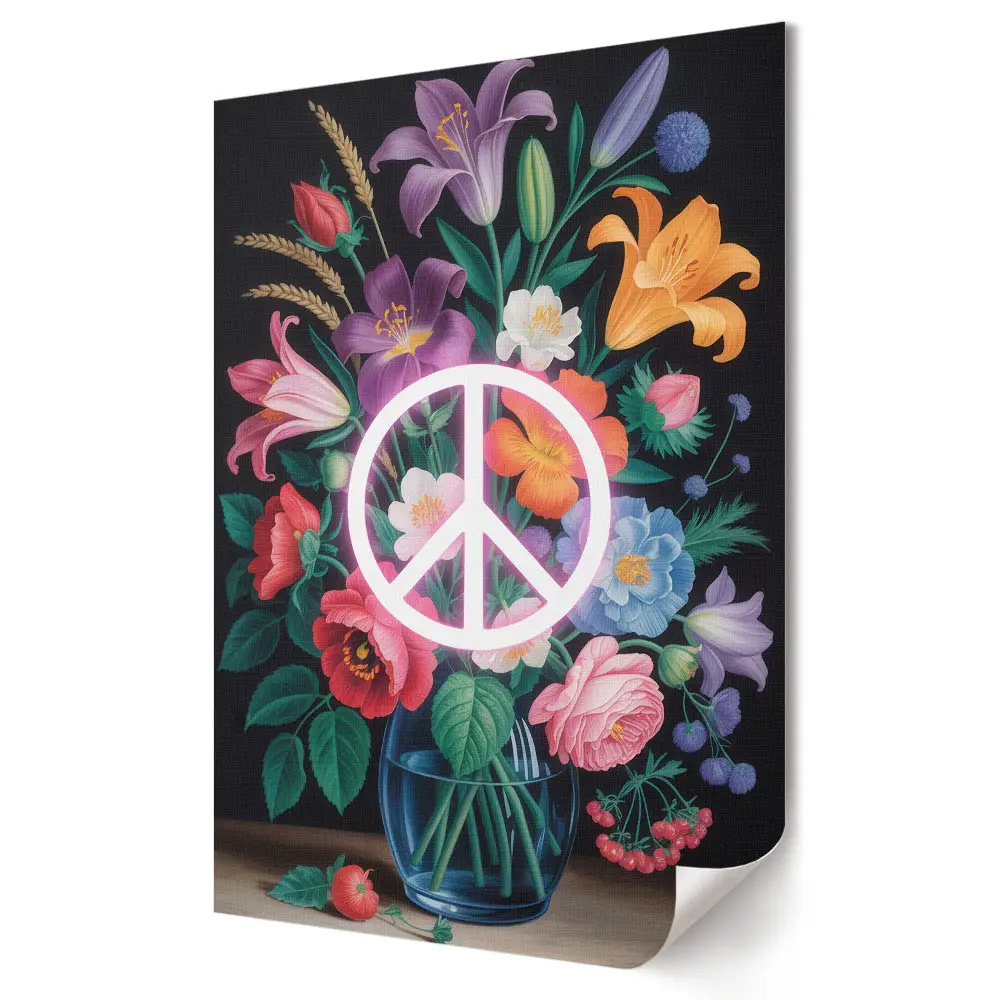 Poster decorativ Armonie florală cu simbolul păcii