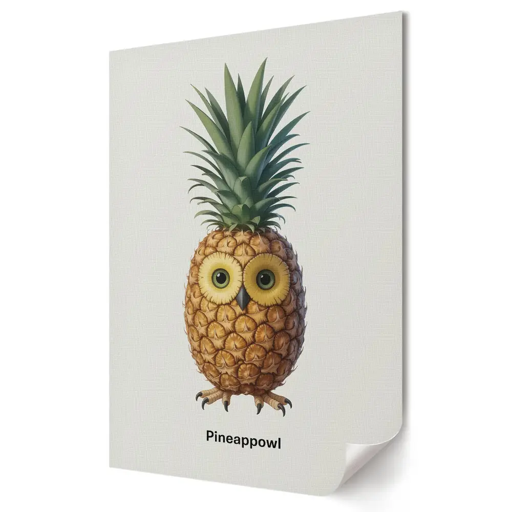 Tablou canvas cu grafică murală reprezentând o creatură amuzantă din fructe cu ochi