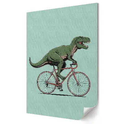 Poster de perete cu dinozaur pe bicicletă