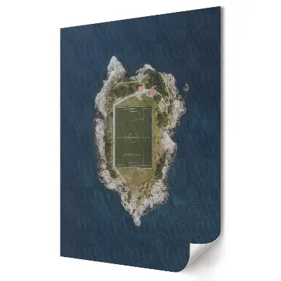 Poster decorativ cu insulă de fotbal pe fundalul oceanului