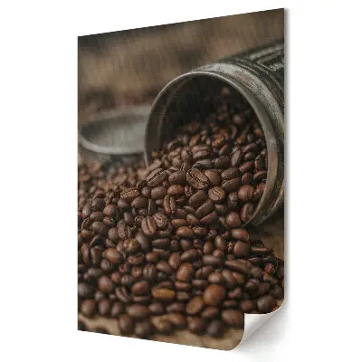 Tablou canvas cu grafică murală reprezentând boabe de cafea într-o cutie elegantă