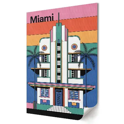 Poster decorativ cu arhitectură retro din Miami