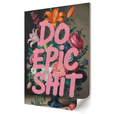 Tablou canvas cu imprimeu floral și mesaj motivațional