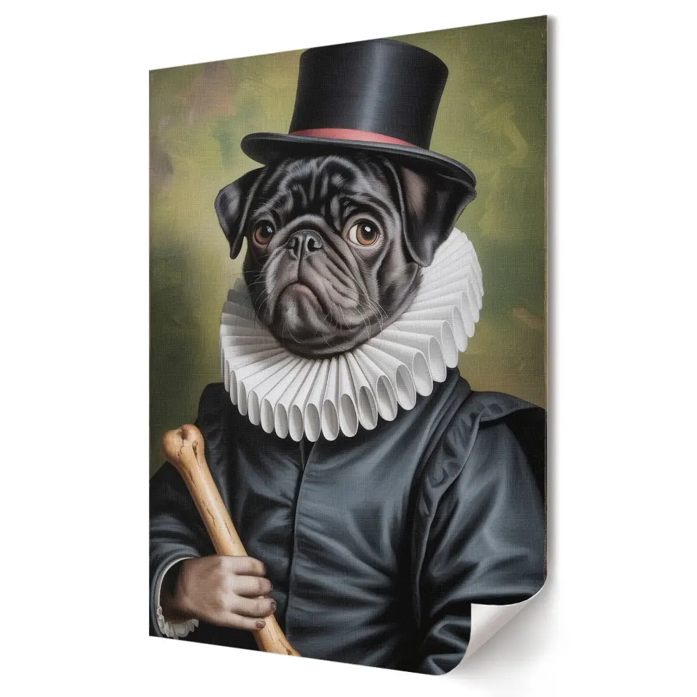 Poster decorativ cu un câine într-un costum elegant de epocă