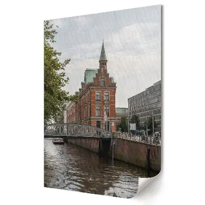 Tablou canvas cu grafică arhitecturală istorică pe malul râului