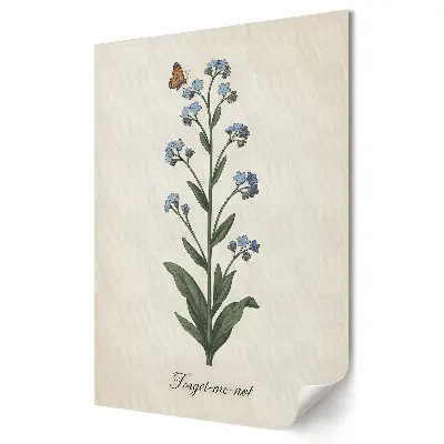 Tablou canvas cu grafică murală Flori ale uitării cu un fluture