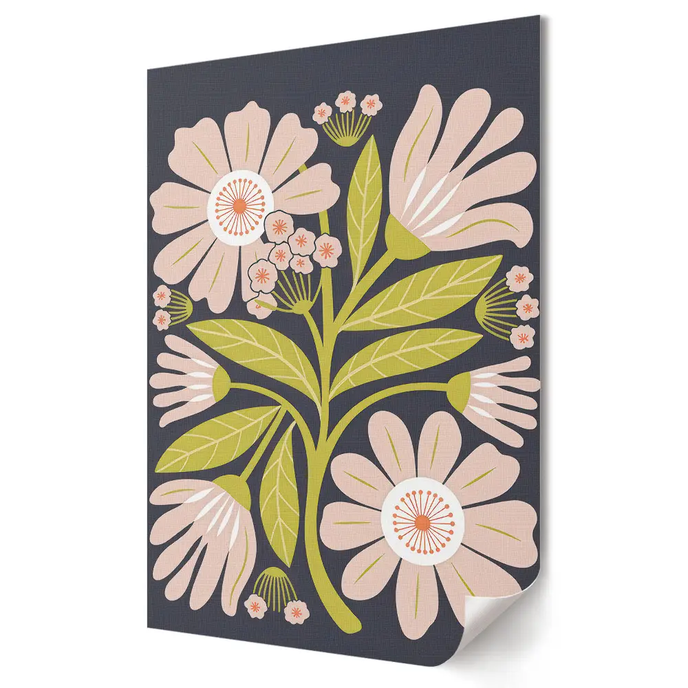 Poster de perete cu model floral pe fundal închis