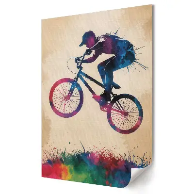 Tablou canvas cu grafică BMX și săritură colorată