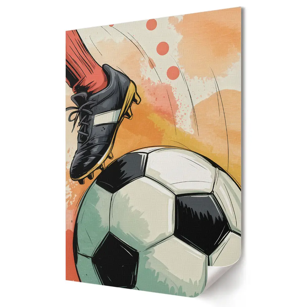 Poster decorativ cu acțiune dinamică pe terenul de fotbal