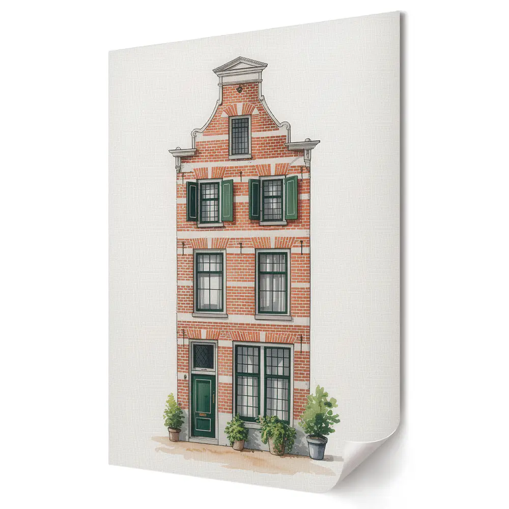 Tablou canvas cu grafică murală reprezentând o casă elegantă în stil olandez