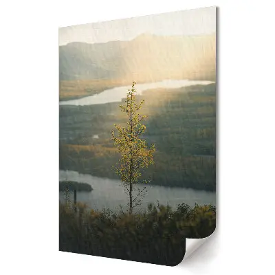 Poster de perete cu peisaj reprezentând lumină aurie peste un lac liniștit