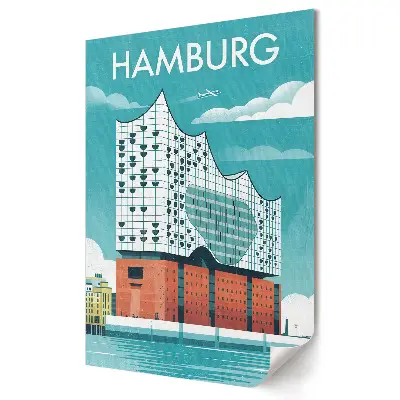 Poster de perete cu ilustrație reprezentând arhitectura modernă a orașului Hamburg