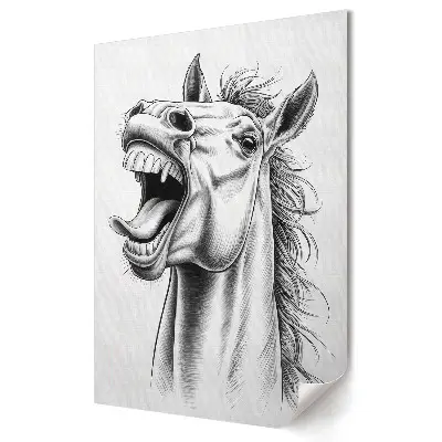 Poster decorativ cu portret de cal alb-negru