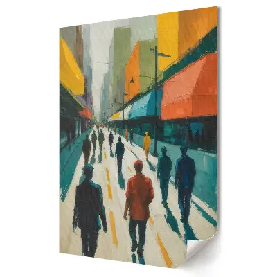 Poster de perete O mulțime de oameni într-un peisaj urban