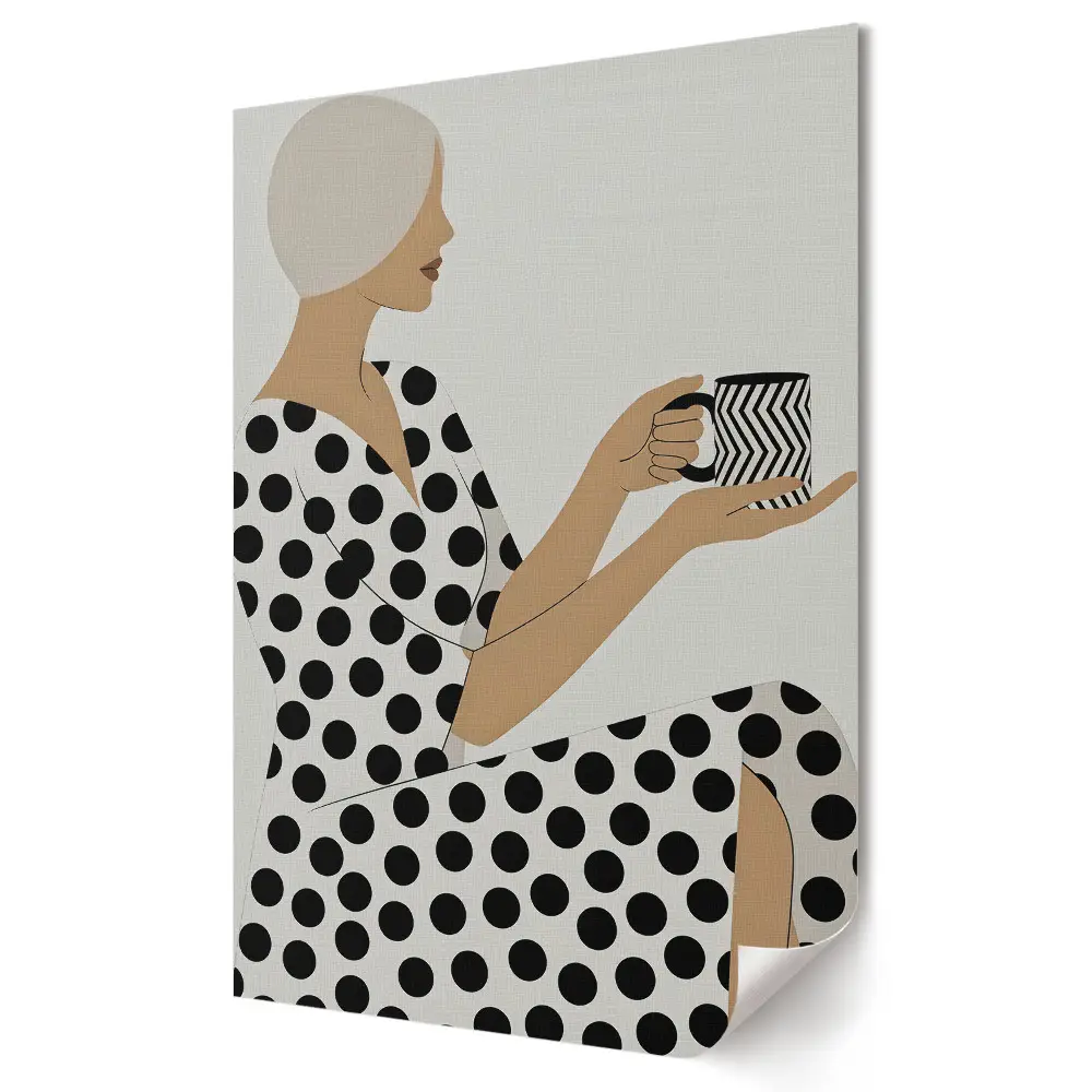 Poster decorativ Femeie elegantă cu o ceașcă de cafea