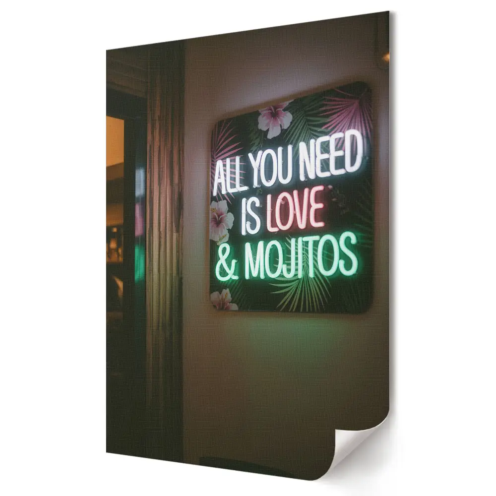 Tablou canvas Dragoste și mojito în lumină neon