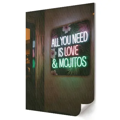 Tablou canvas Dragoste și mojito în lumină neon