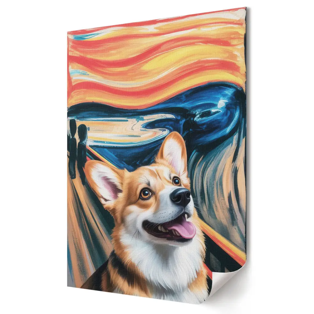 Tablou canvas cu grafică Corgi în stil expresionist abstract