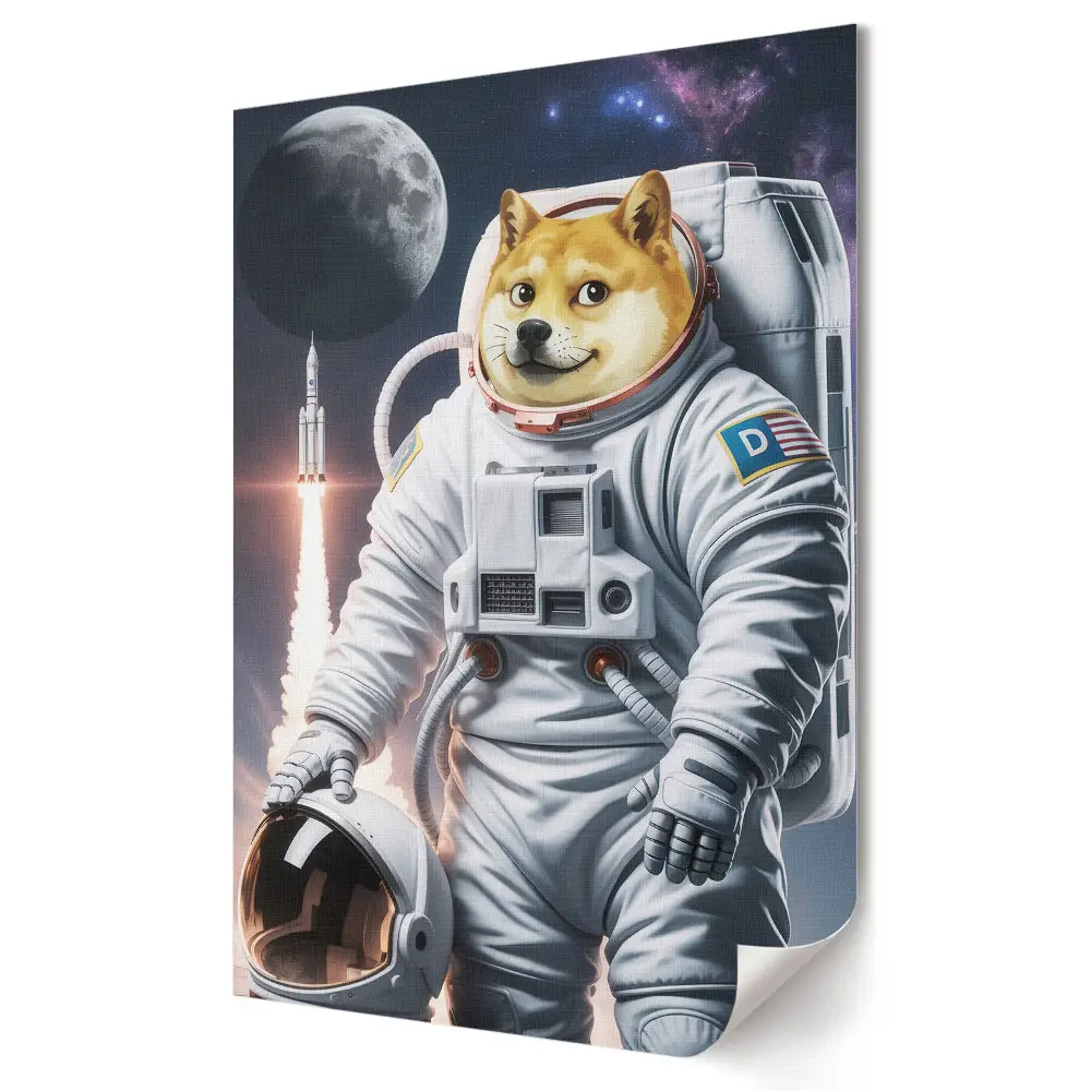 Poster decorativ Câine astronaut într-o misiune spațială