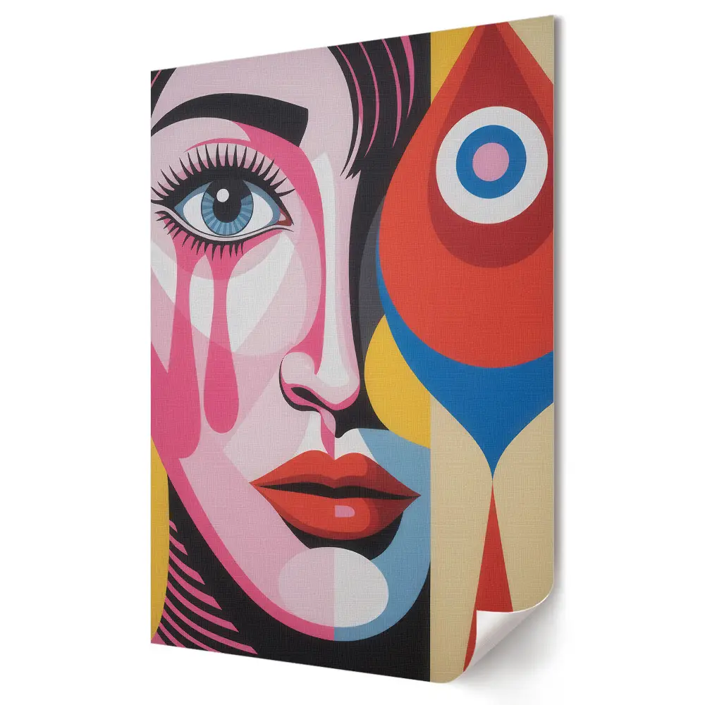 Tablou canvas cu portret feminin abstract colorat