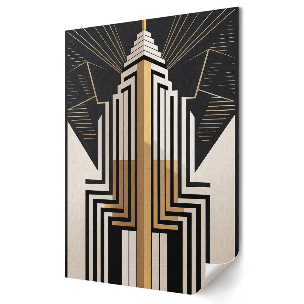 Poster decorativ Art Deco cu zgârie-nori aurii