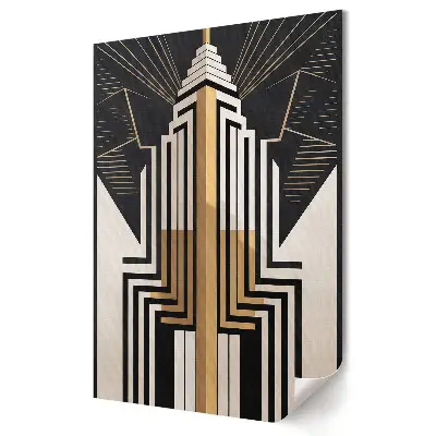 Poster decorativ Art Deco cu zgârie-nori aurii