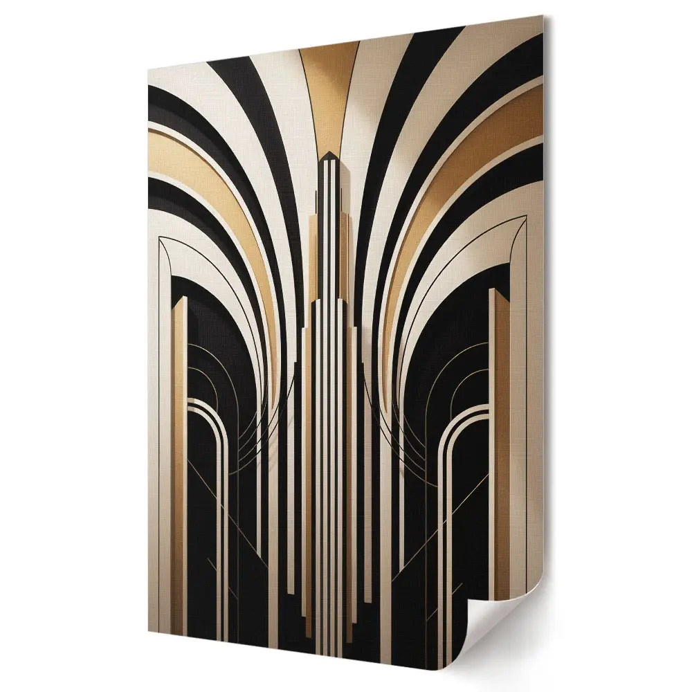 Poster decorativ cu linii aurii în stil Art Deco