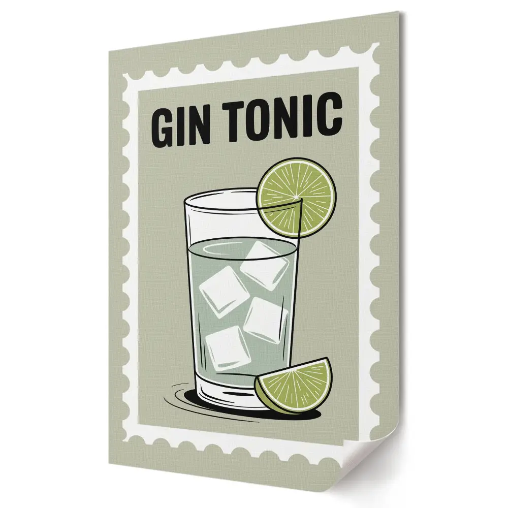 Tablou canvas cu ilustrație grafică reprezentând gin cu lime