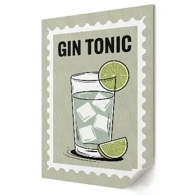 Tablou canvas cu ilustrație grafică reprezentând gin cu lime