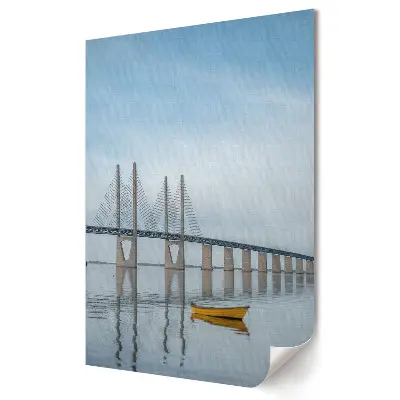 Tablou canvas O dimineață liniștită pe râu cu un pod