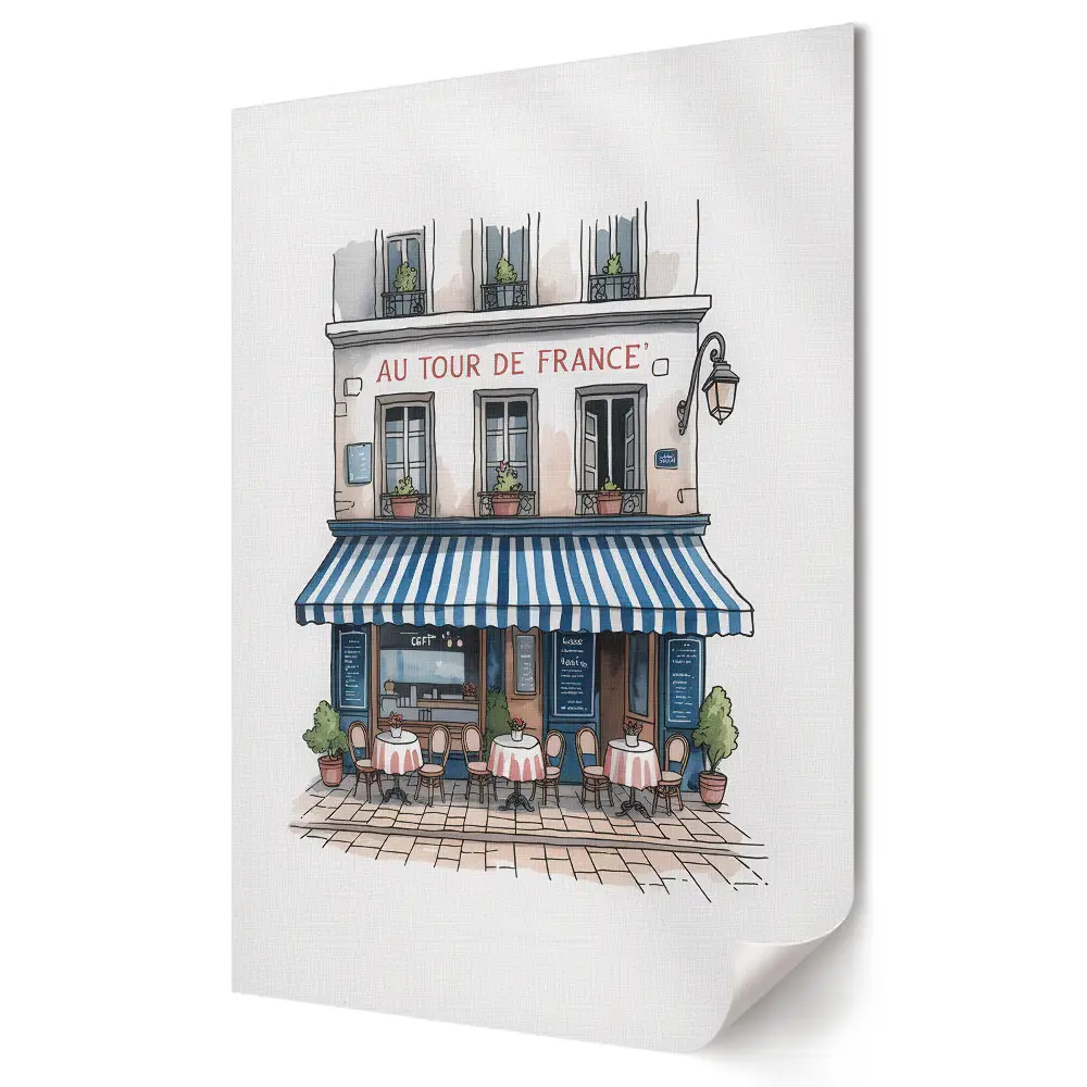 Tablou canvas cu grafică murală reprezentând o cafenea fermecătoare din Paris