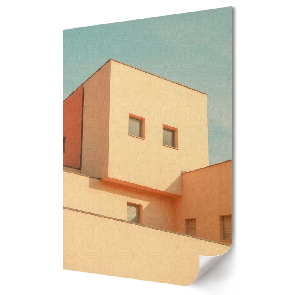 Tablou canvas cu grafică arhitectură modernă în culori pastelate