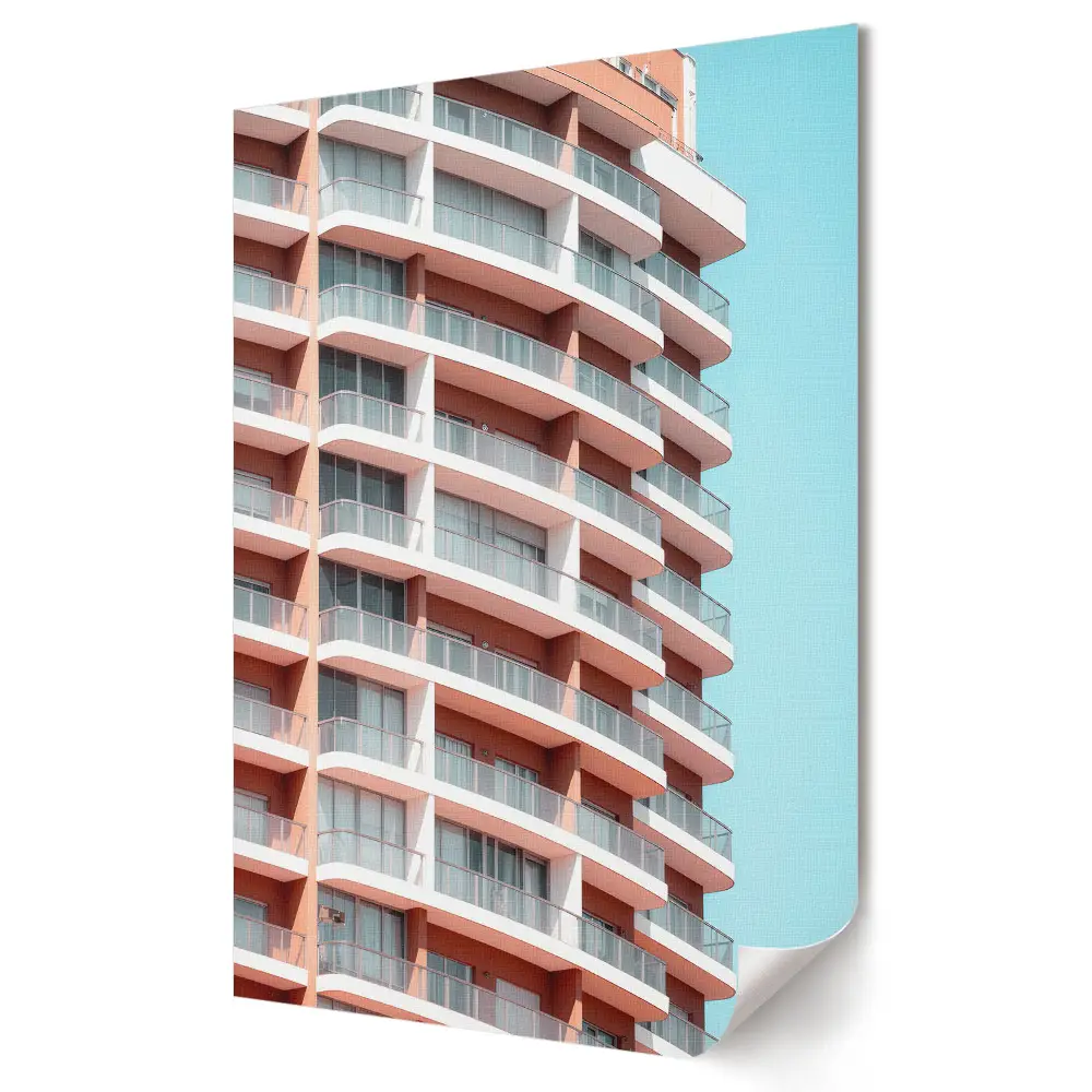 Poster decorativ cu arhitectură modernă în culori pastelate
