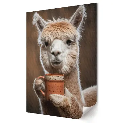 Poster decorativ cu alpaca și ceașcă de cafea