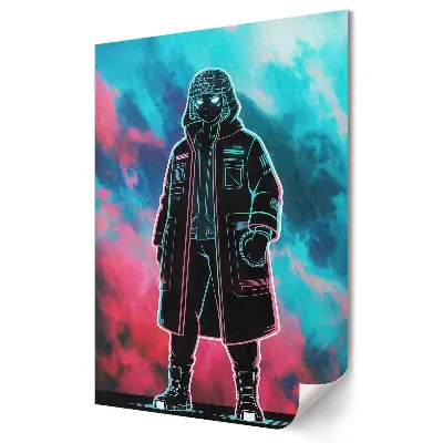 Tablou canvas cu războinic spațial în culori neon