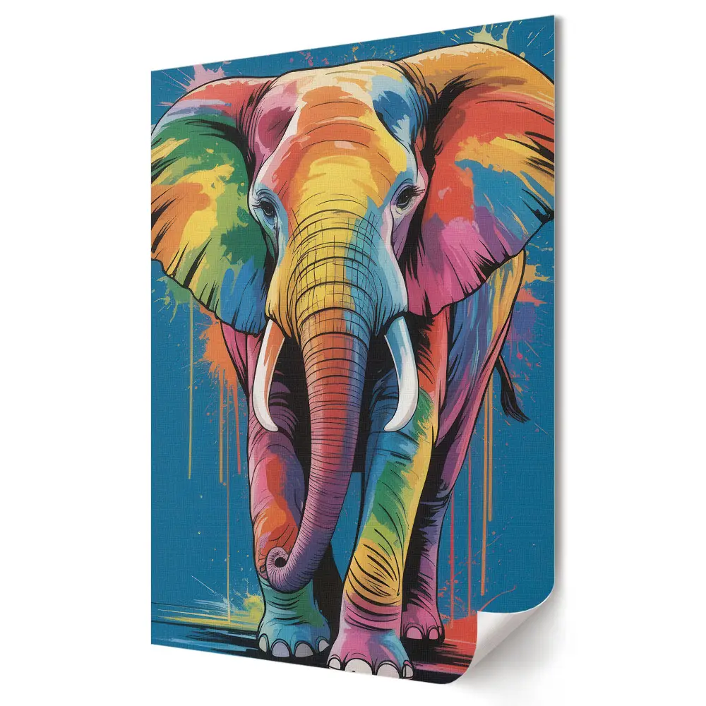 Poster de perete cu elefant în stil artistic colorat