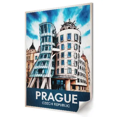 Poster decorativ cu arhitectură modernă din Praga în culori