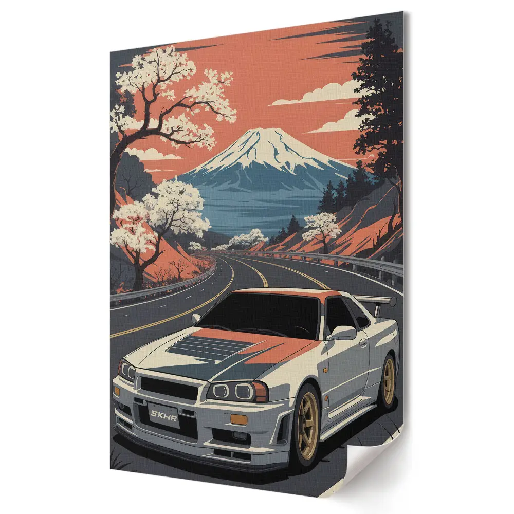 Poster decorativ cu legendă japoneză și munte
