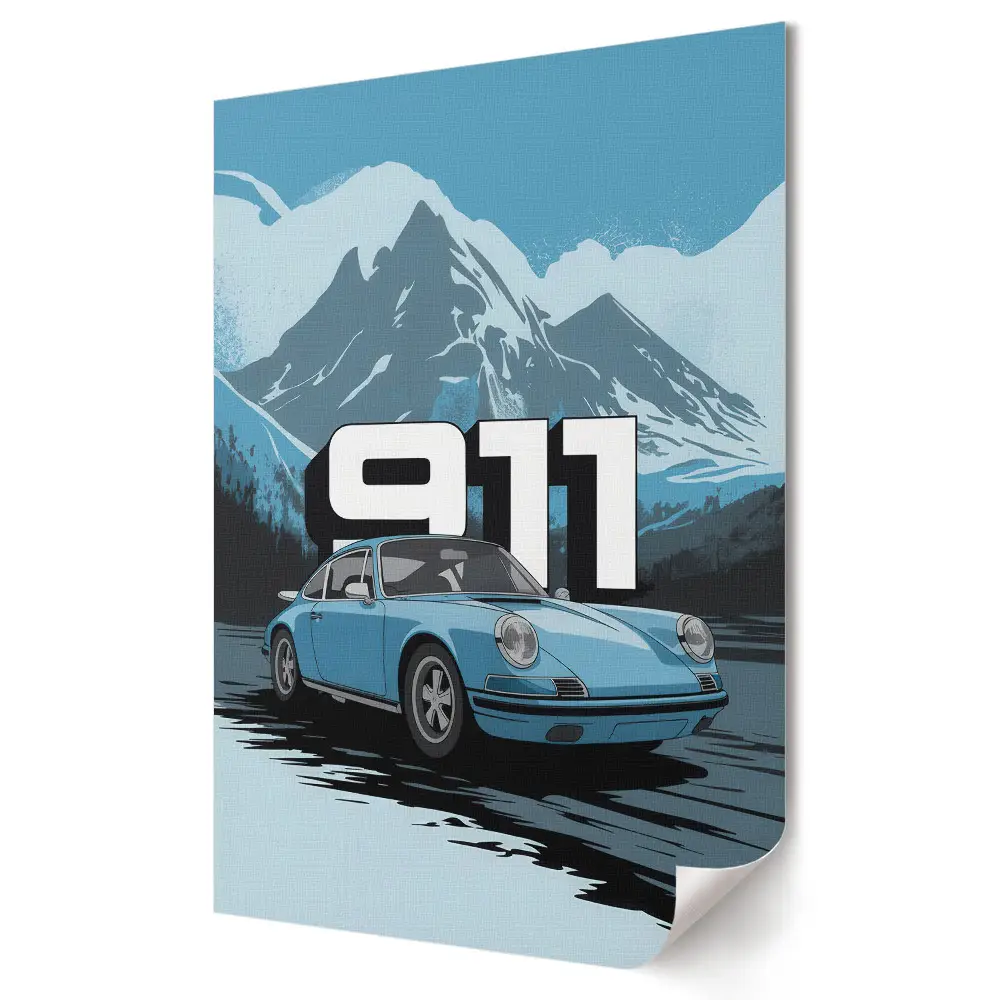 Tablou canvas cu Porsche 911 clasic pe munte