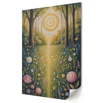 Poster decorativ O potecă aurie printre flori și copaci