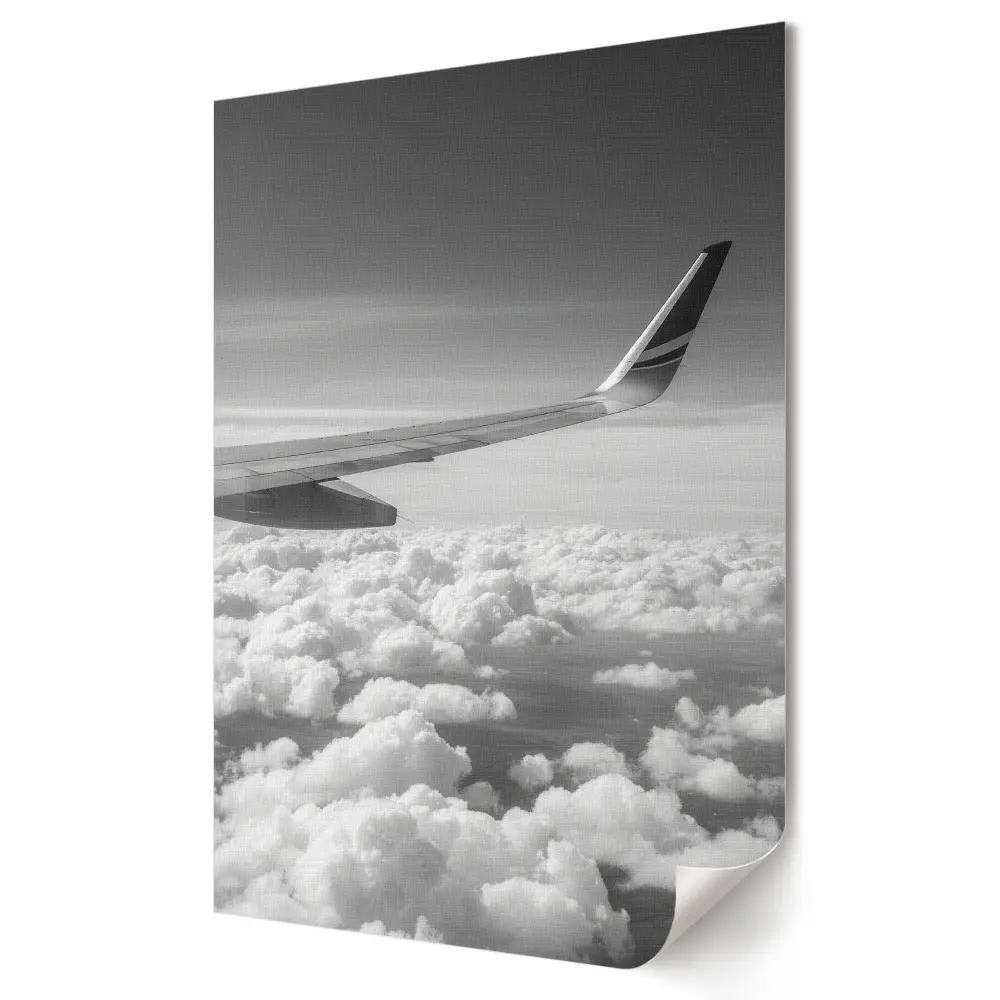 Tablou canvas cu grafică murală reprezentând vedere din avion deasupra norilor