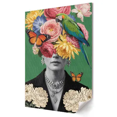 Poster decorativ O viziune florală cu o pasăre colorată