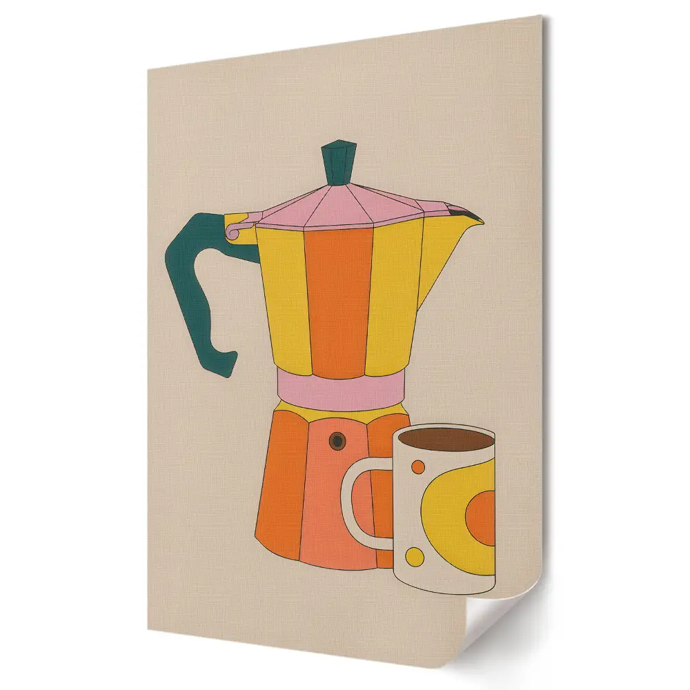 Poster de perete cu design retro de cafea colorată