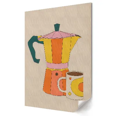 Poster de perete cu design retro de cafea colorată