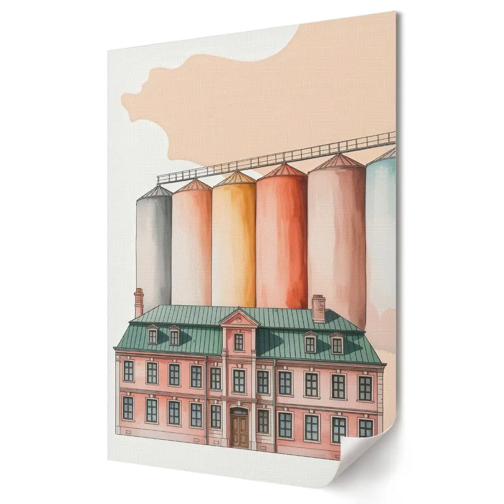 Poster de perete O casă istorică cu silozuri moderne